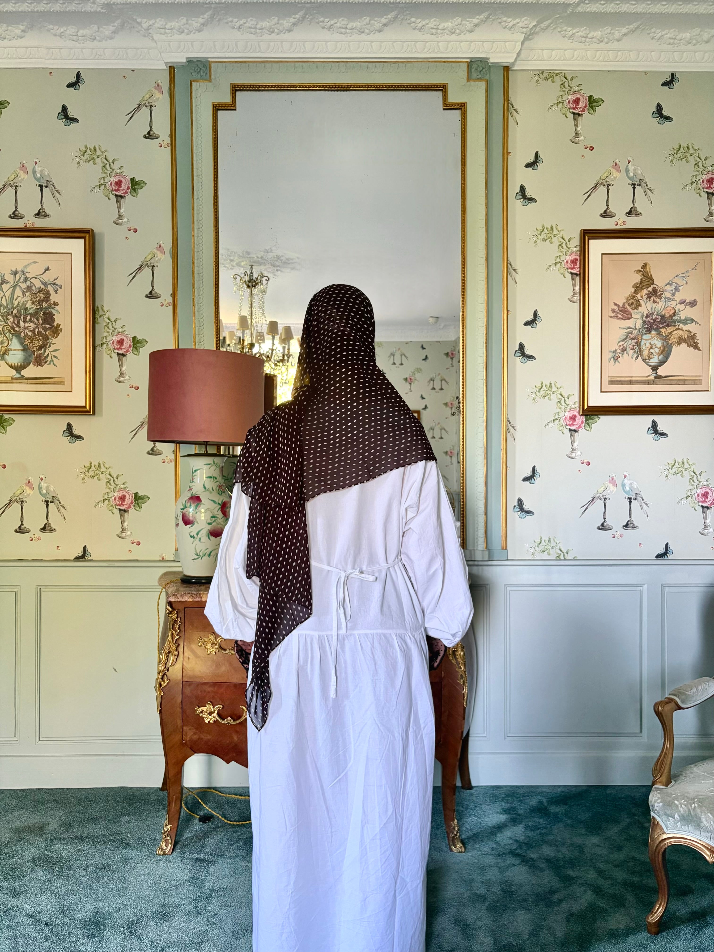 The Whistledown — Noir à pois blancs, mousseline légère